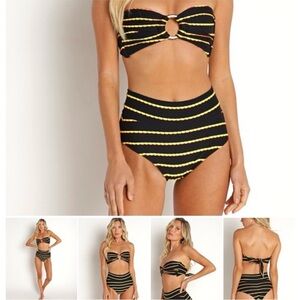 Montce Black and Yellow Bikini with Wooden Accents